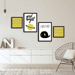 Wallity Cuadro Decorativo Enmarcado en MDF (4 Piezas)